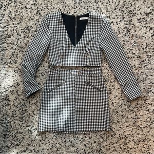 Houndstooth co-ord matching skirt and blazer set